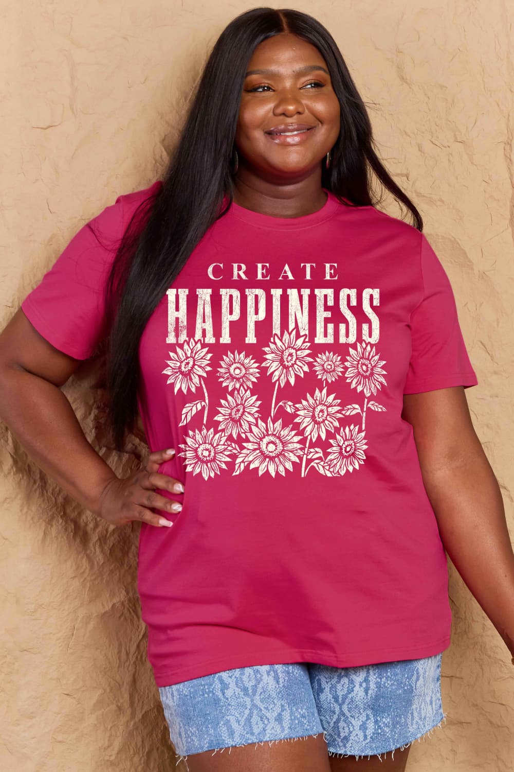 Simply Love Full Size CREATE HAPPINESS Graphic Cotton T-Shirt – Trendsi | ClozArt