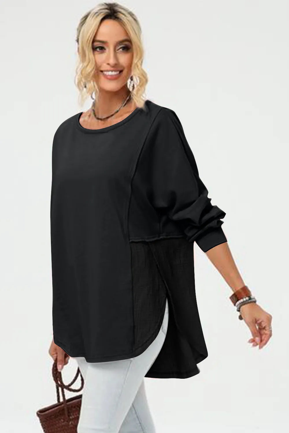 Double Take Full Size Long Sleeve High-Low T-Shirt – Trendsi | ClozArt