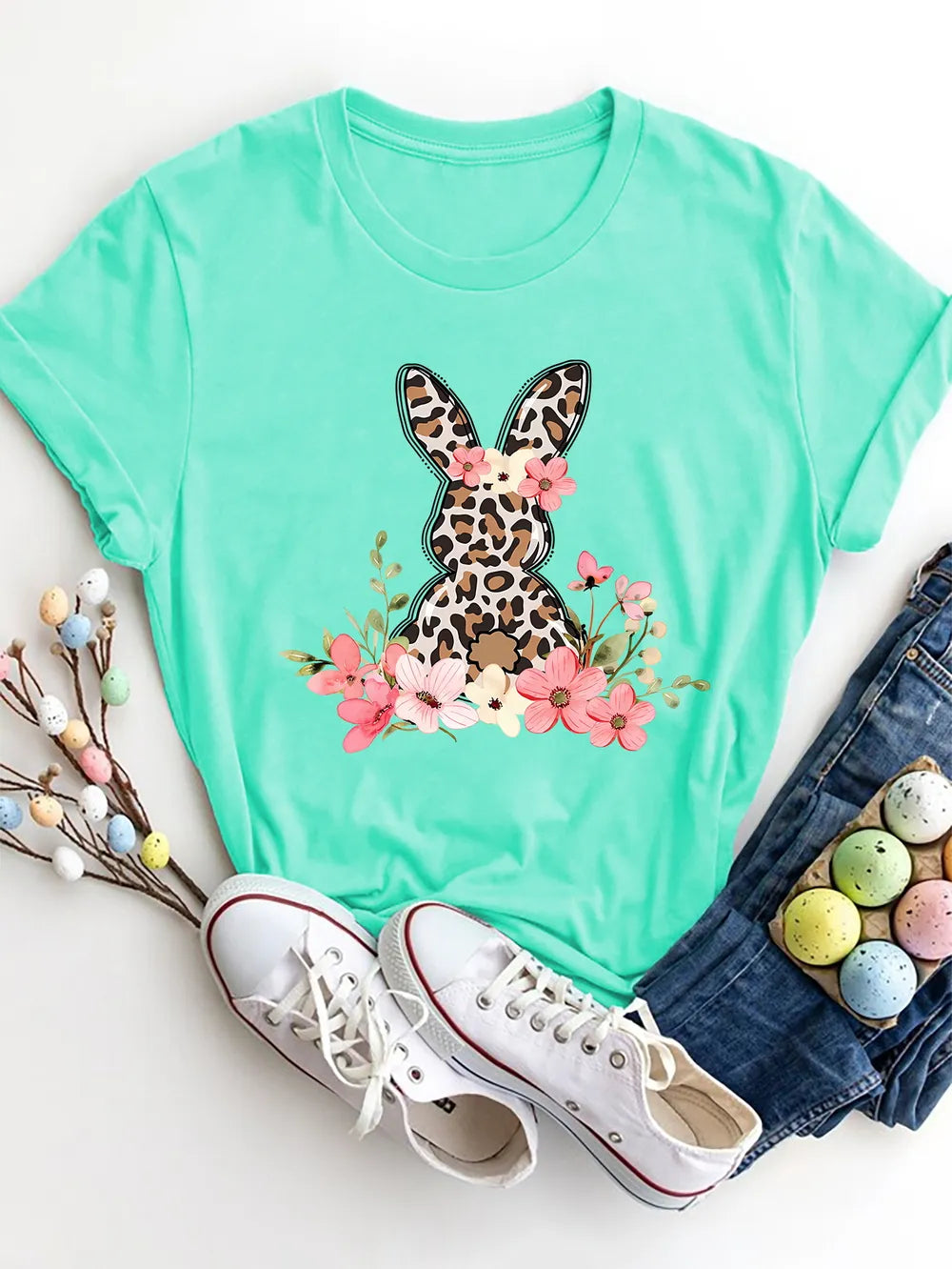 Rabbit Round Neck Short Sleeve T-Shirt – Trendsi | ClozArt