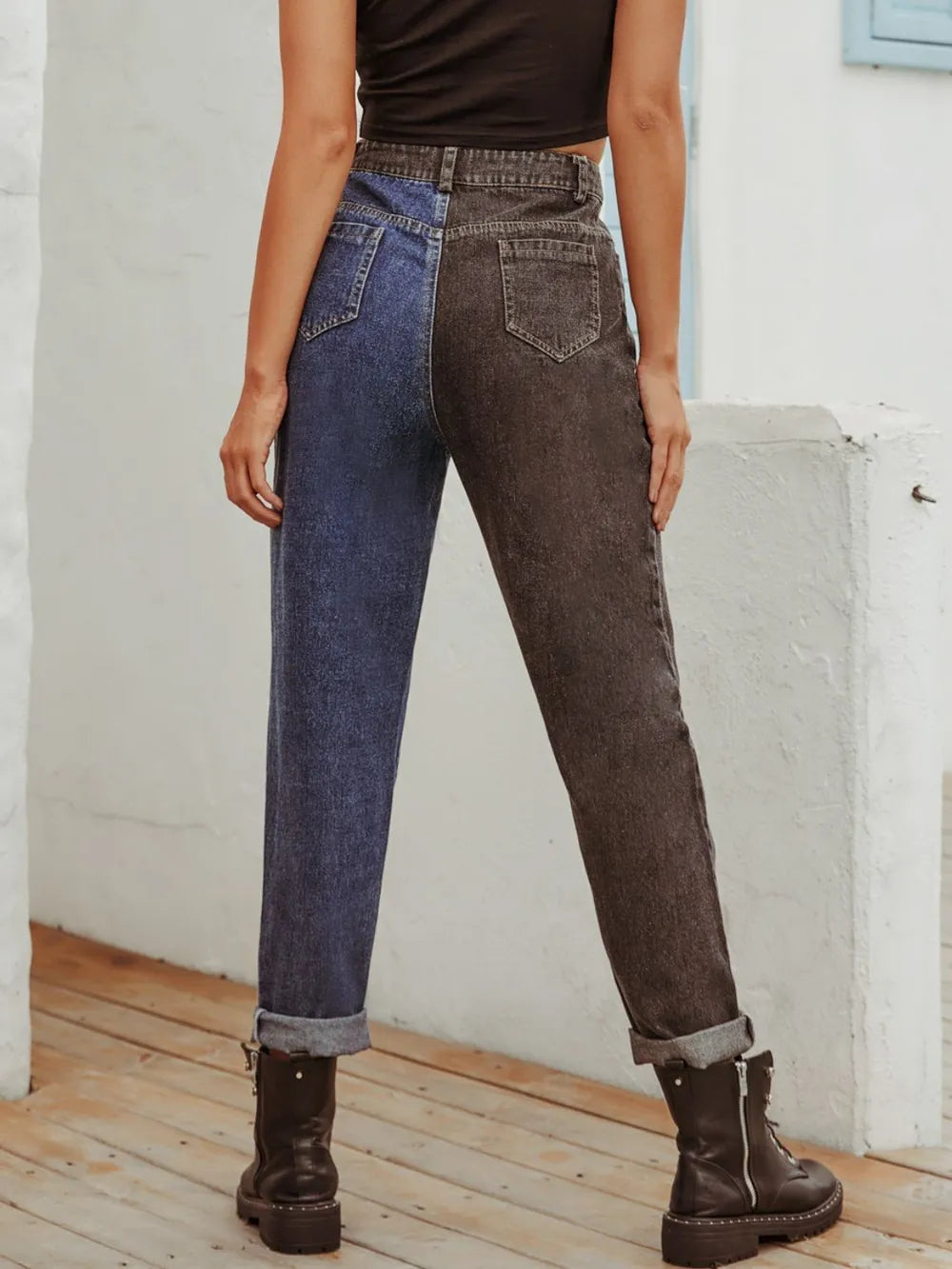 Two Tone Straight Leg Jeans – Trendsi | ClozArt