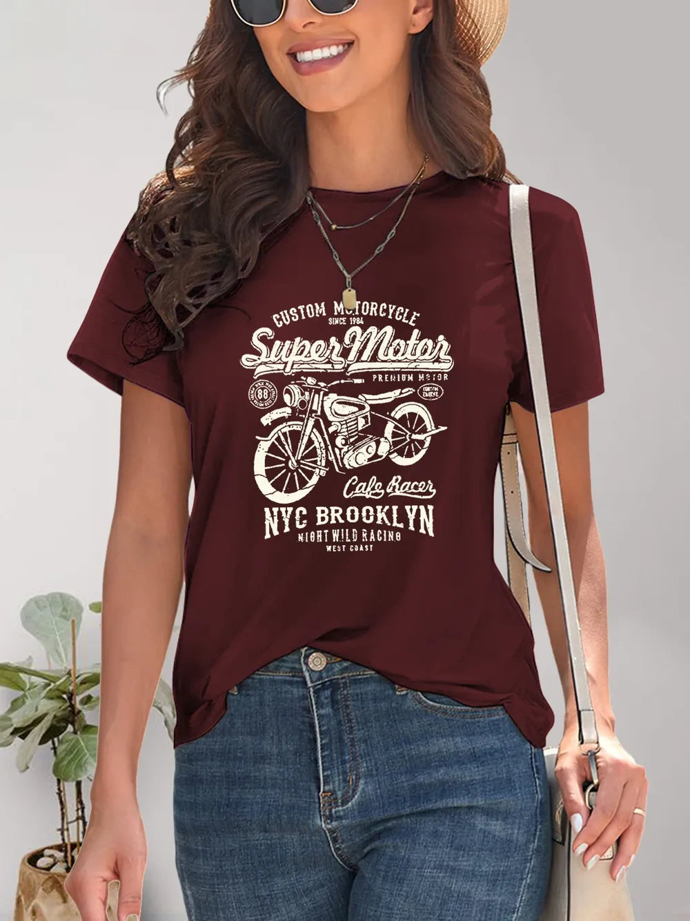 Motorcycle Graphic Round Neck T-Shirt – Trendsi | ClozArt