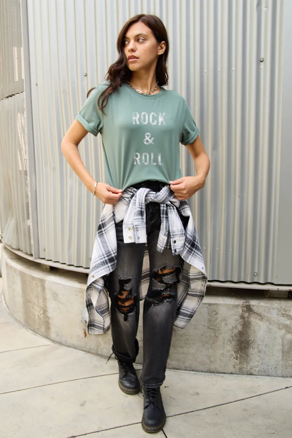 Simply Love Full Size ROCK & ROLL Short Sleeve T-Shirt – Trendsi | ClozArt