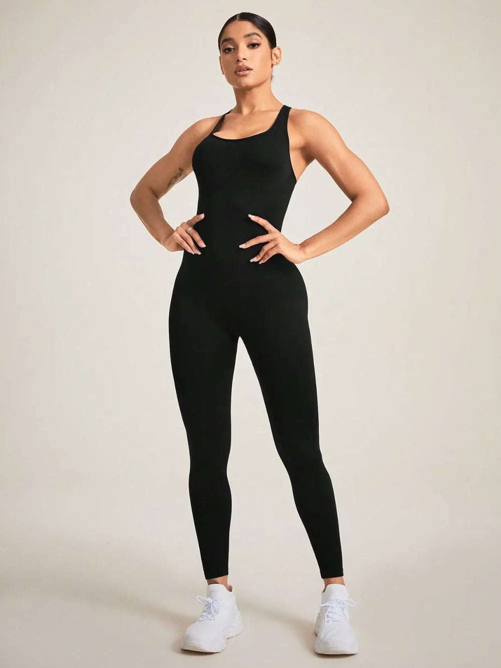 Crisscross Back Sleeveless Active Jumpsuit – Trendsi | ClozArt