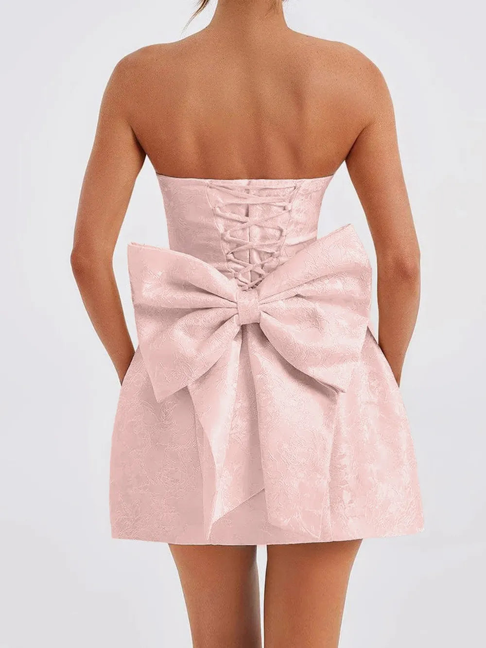 Lace-Up Sleeveless Satin Mini Dress with Bow – Trendsi | ClozArt