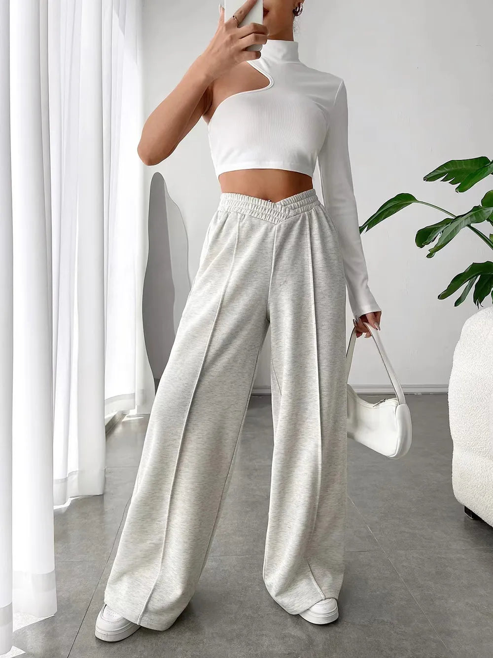 Elastic Waist Wide Leg Pants – Trendsi | ClozArt
