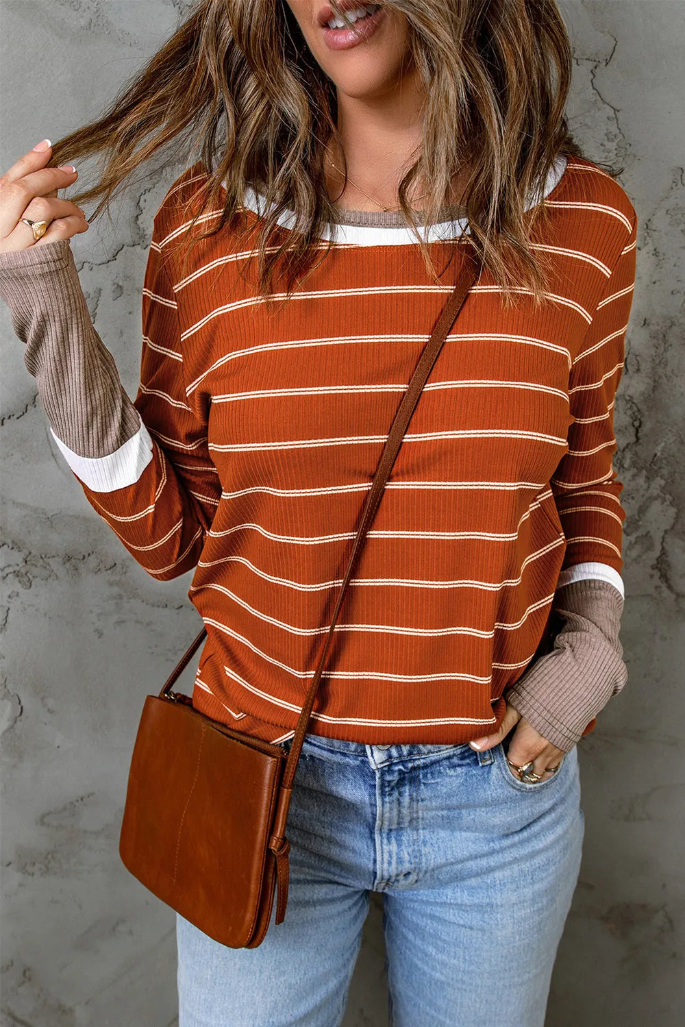 Striped Round Neck Long Sleeve T-Shirt – Trendsi | ClozArt