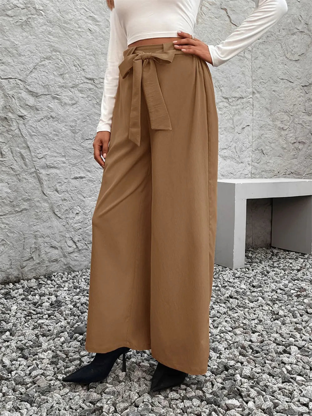 Perfee Tied High Waist Wide Leg Pants – Trendsi | ClozArt