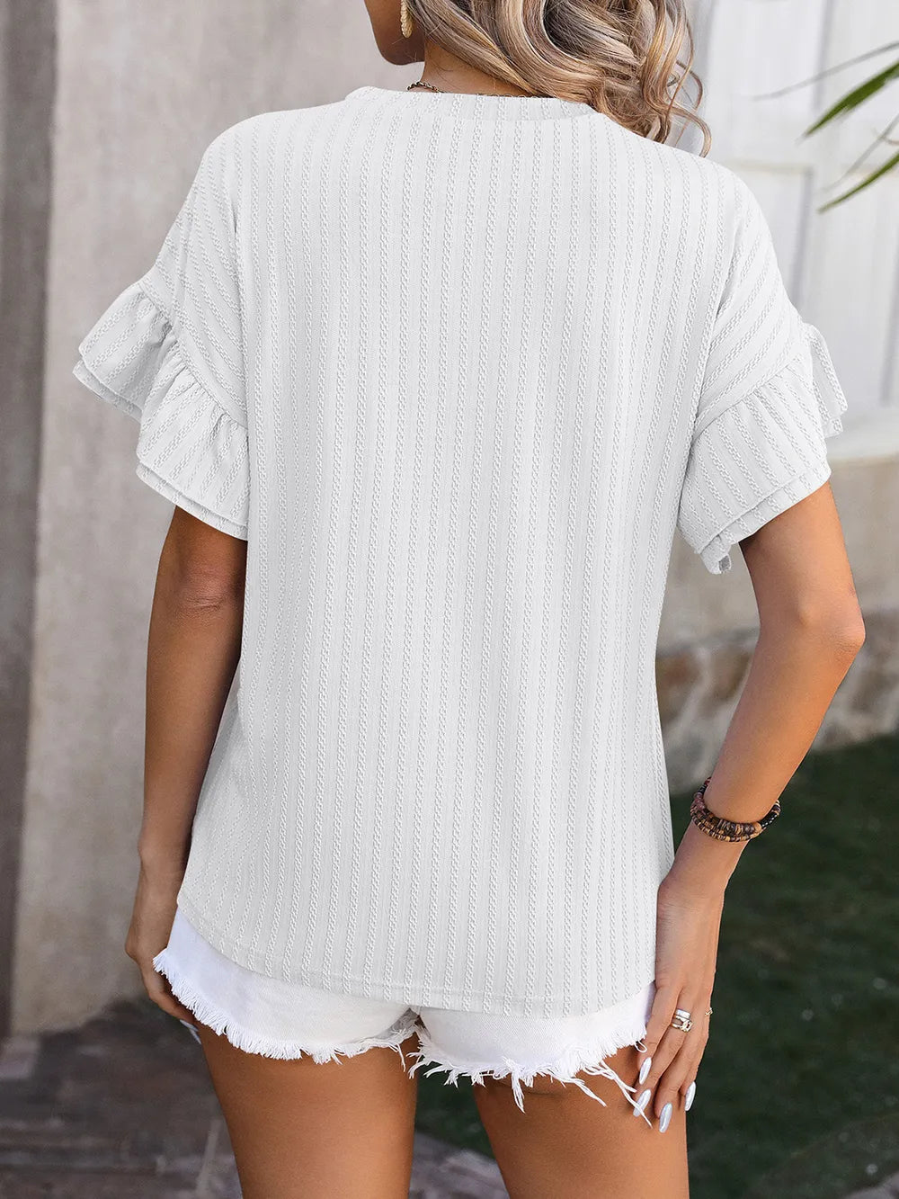 Ruffled Round Neck Short Sleeve Top – Trendsi | ClozArt