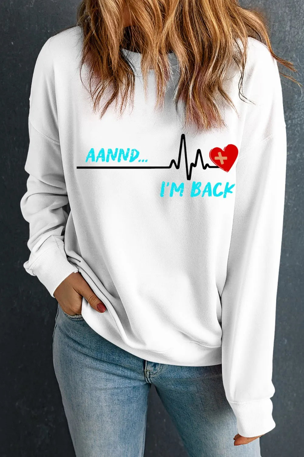 Graphic Round Neck Long Sleeve Sweatshirt – Trendsi | ClozArt