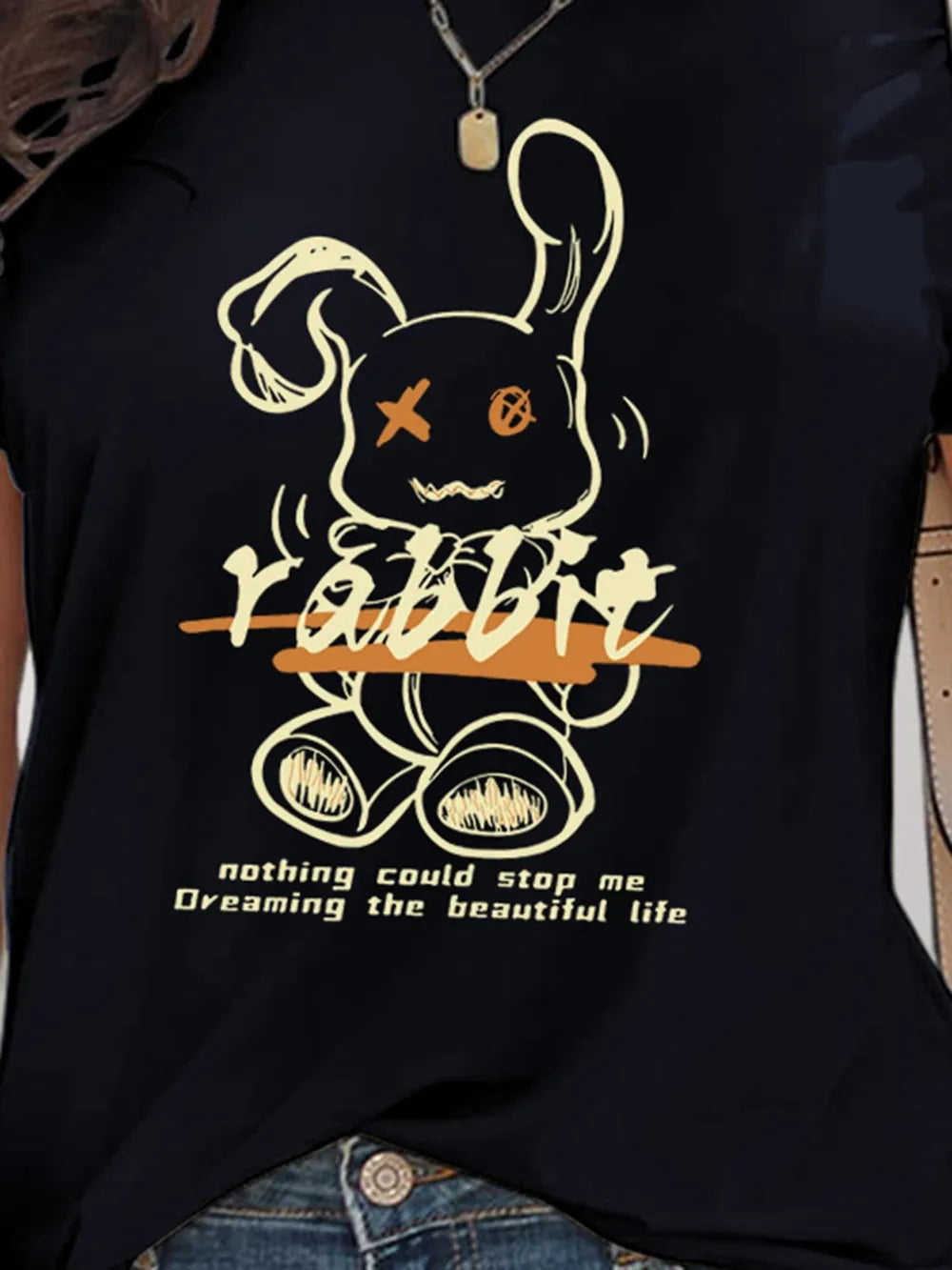 Rabbit Graphic Round Neck Short Sleeve T-Shirt – Trendsi | ClozArt