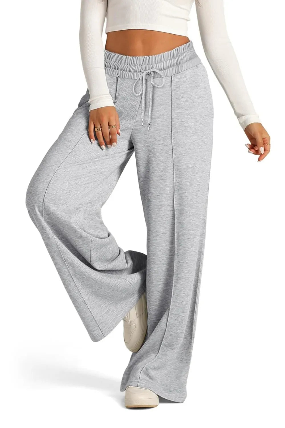 Drawstring Elastic Waist Wide Leg Pants – Trendsi | ClozArt