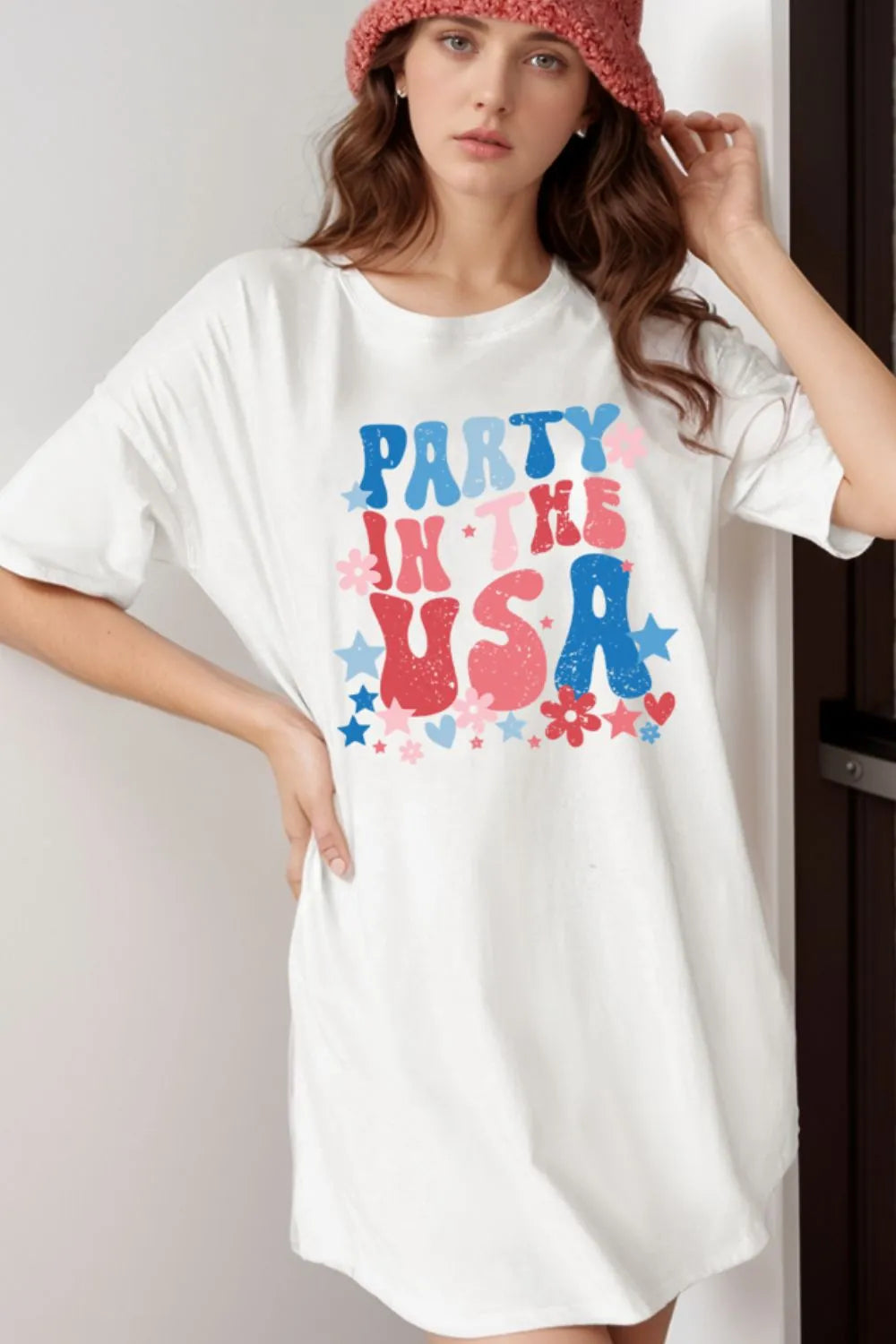 PARTY IN THE USA Graphic Oversized Tee – Trendsi | ClozArt