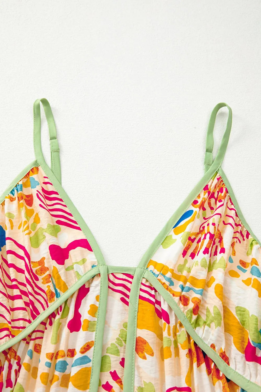 Abstract Print Spaghetti Strap Piping Detail Maxi Dress – Trendsi | ClozArt