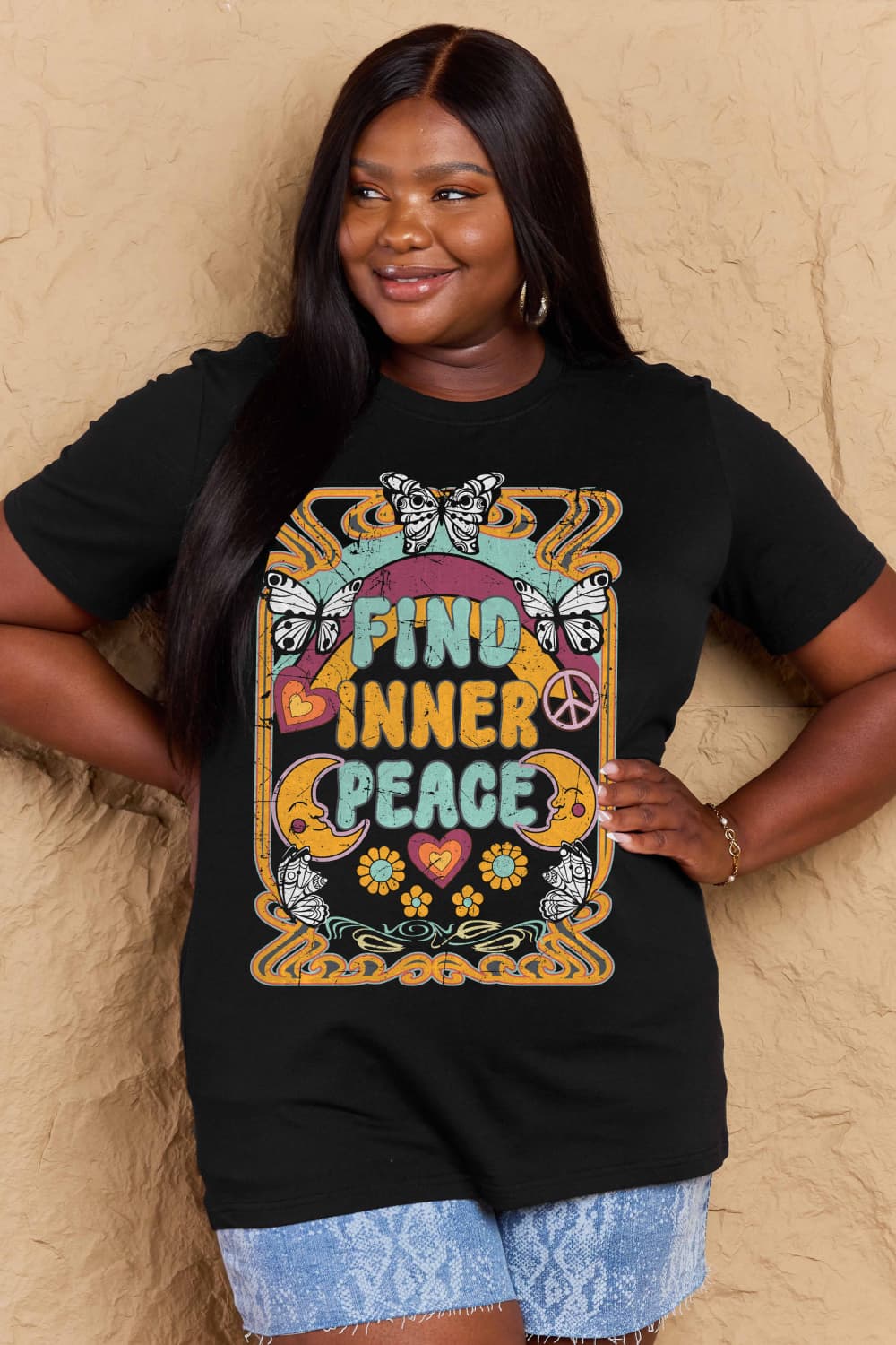 Simply Love Full Size FIND INNER PEACE Graphic Cotton T-Shirt – Trendsi | ClozArt