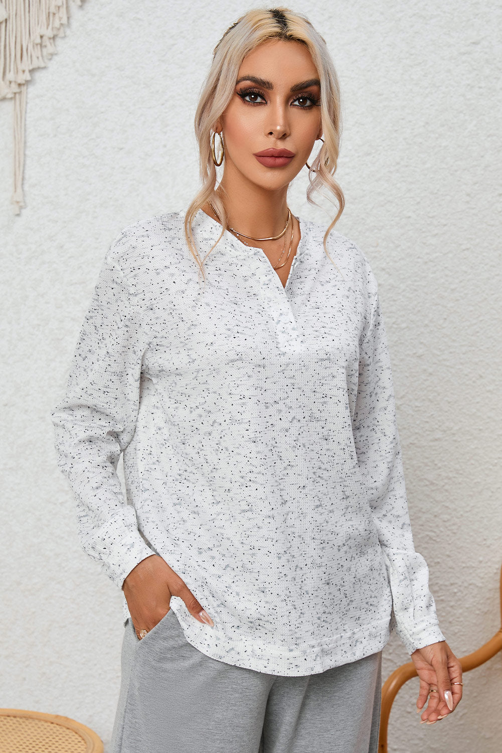 Buttoned Long Sleeve Top – Trendsi | ClozArt