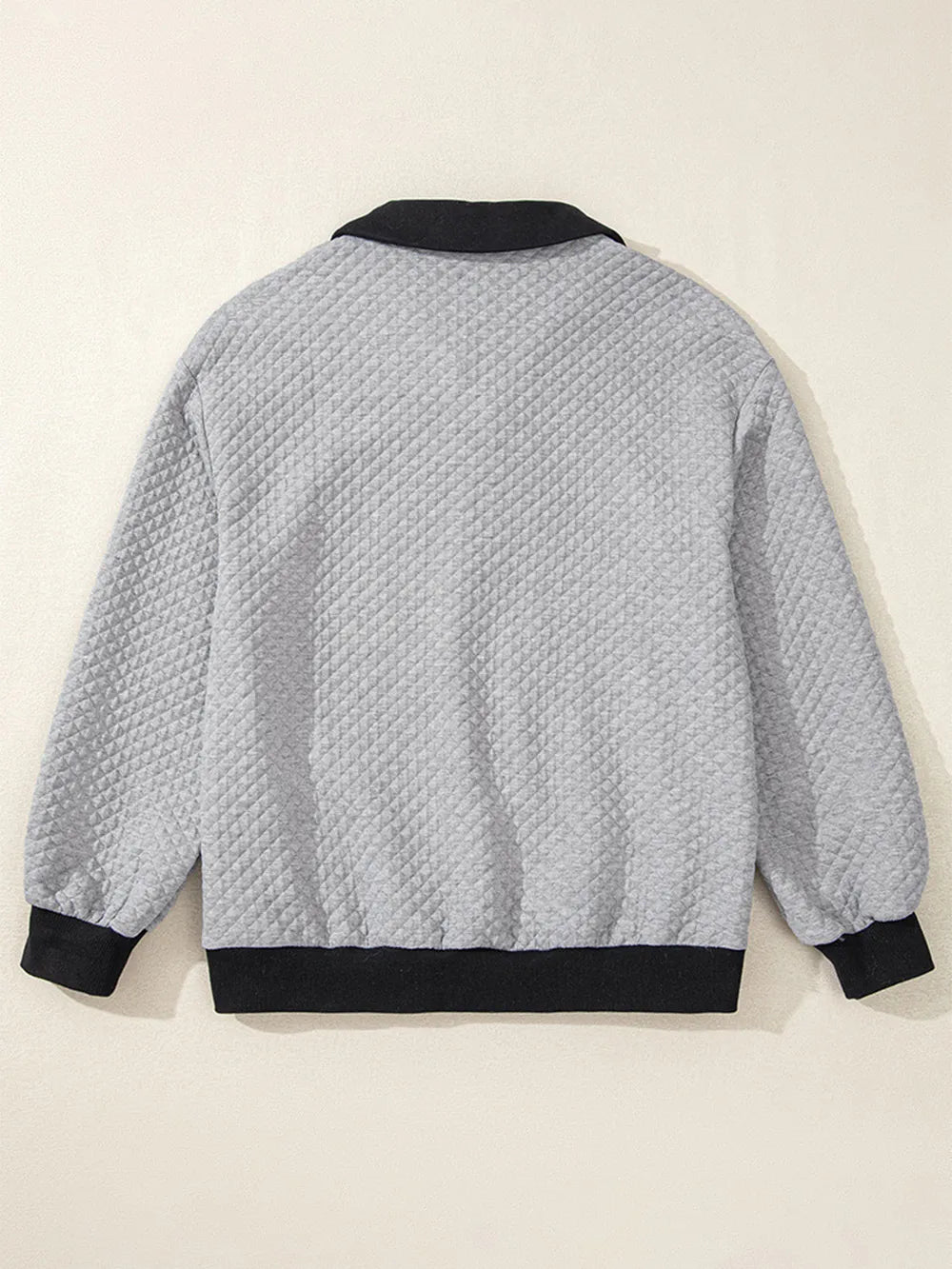 Texture Quarter Button Long Sleeve Sweatshirt – Trendsi | ClozArt