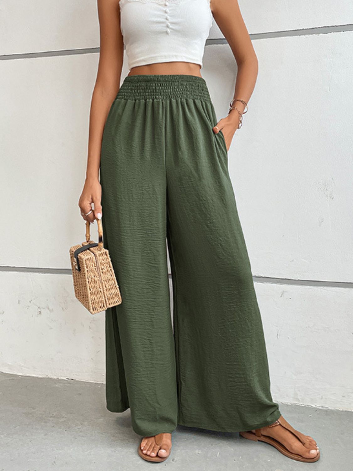 Perfee Wide Waistband Relax Fit Long Pants – Trendsi | ClozArt