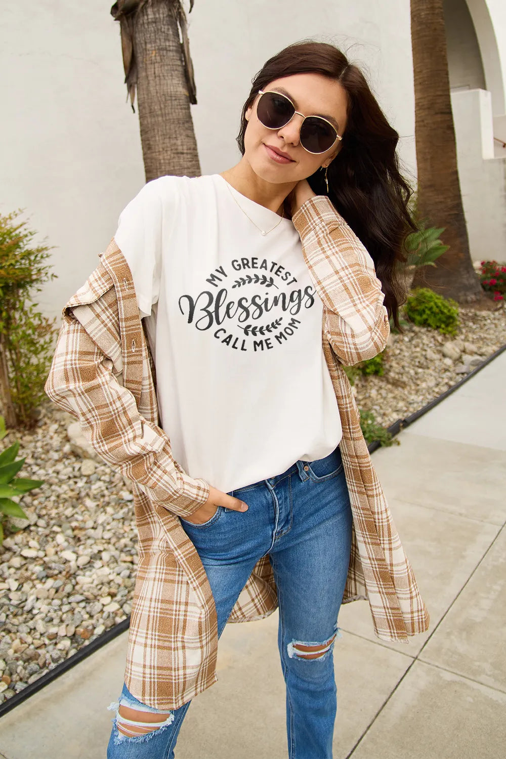 Simply Love Full Size MY GREATEST BLESSINGS CALL ME MOM Short Sleeve T-Shirt – Trendsi | ClozArt