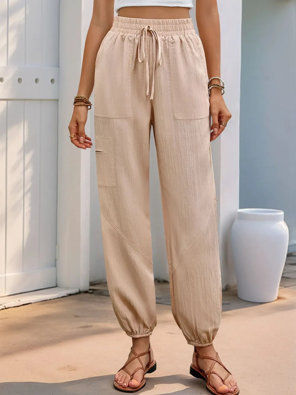 Perfee Elastic Waist Joggers with Pockets – Trendsi | ClozArt