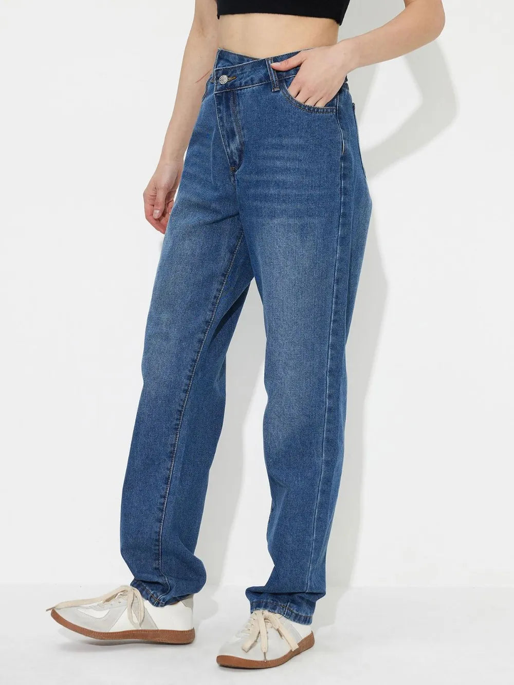 Asymmetric Waist Jeans with Pockets – Trendsi | ClozArt
