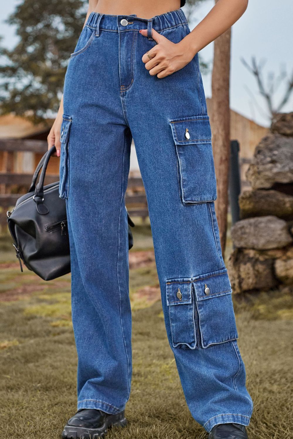 Loose Fit Long Jeans with Pockets – Trendsi | ClozArt