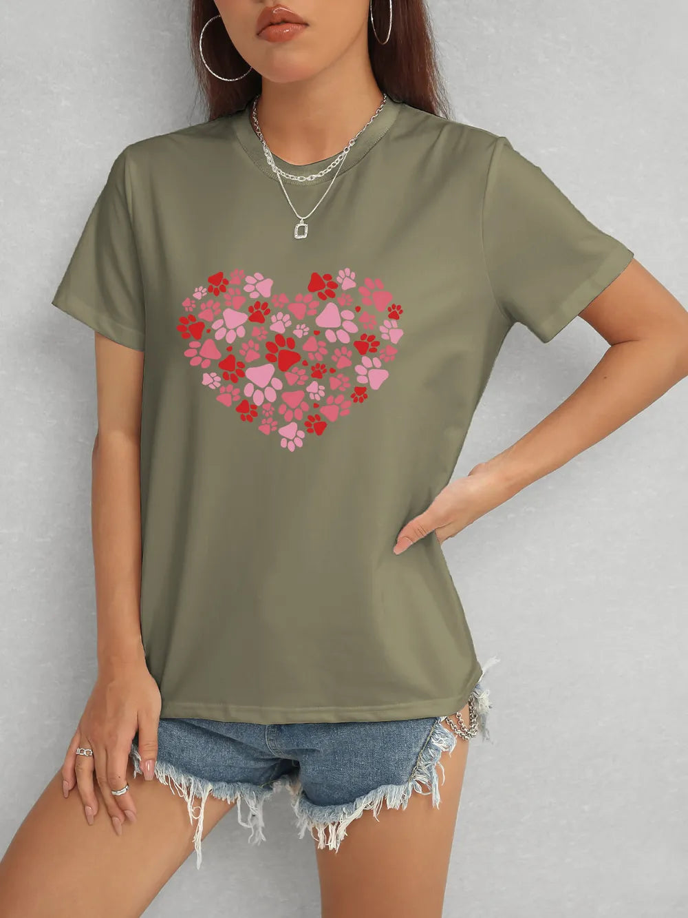 Heart Round Neck Short Sleeve T-Shirt – Trendsi | ClozArt