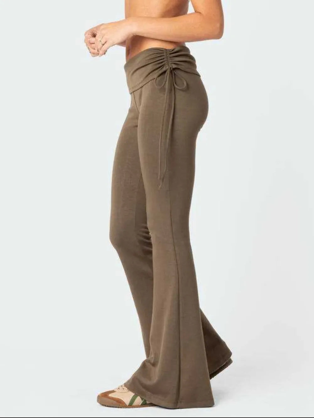 Drawstring Ruched Flare Pants – Trendsi | ClozArt