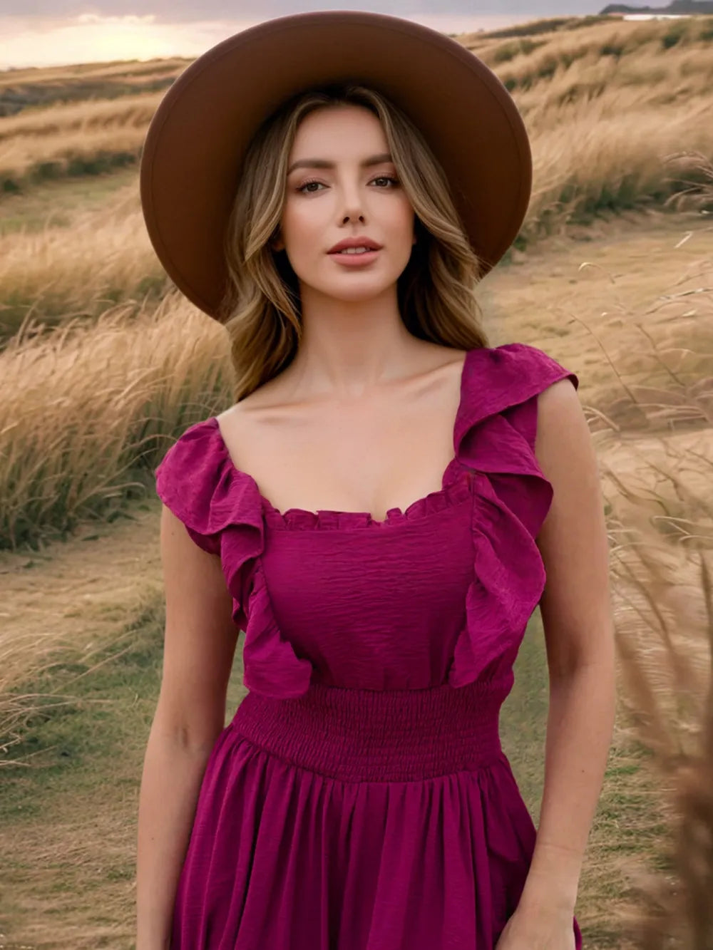 Ruffled Smocked Square Neck Maxi Dress – Trendsi | ClozArt