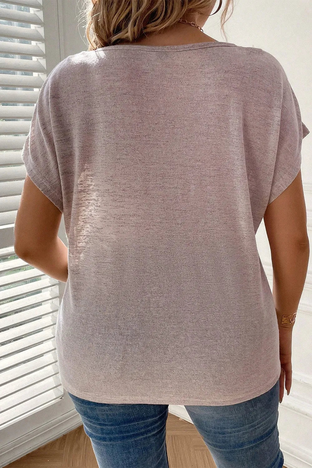 Plus Size Decorative Button Round Neck Short Sleeve T-Shirt – Trendsi | ClozArt