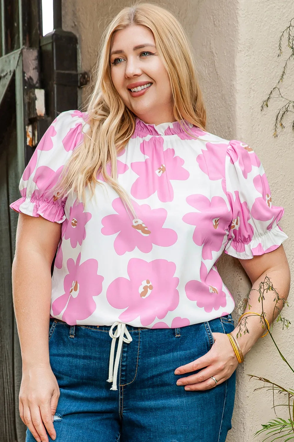 Plus Size Printed Round Neck Short Sleeve Top – Trendsi | ClozArt
