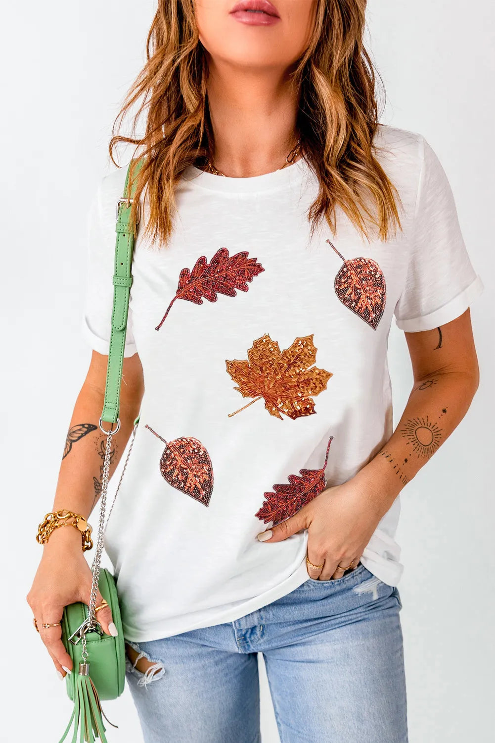 Maple Leaf Round Neck Short Sleeve T-Shirt – Trendsi | ClozArt