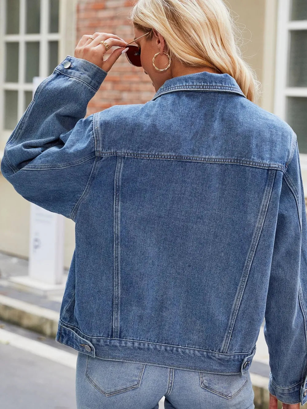 Pocketed Collared Neck Denim Jacket – Trendsi | ClozArt