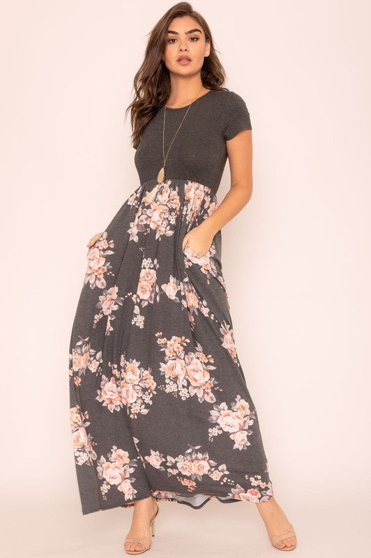 Plus Short Sleeve Floral Maxi Dress – EG fashion | ClozArt