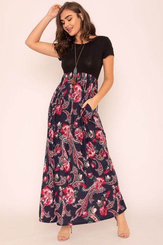 Plus Short Sleeve Floral Maxi Dress – EG fashion | ClozArt