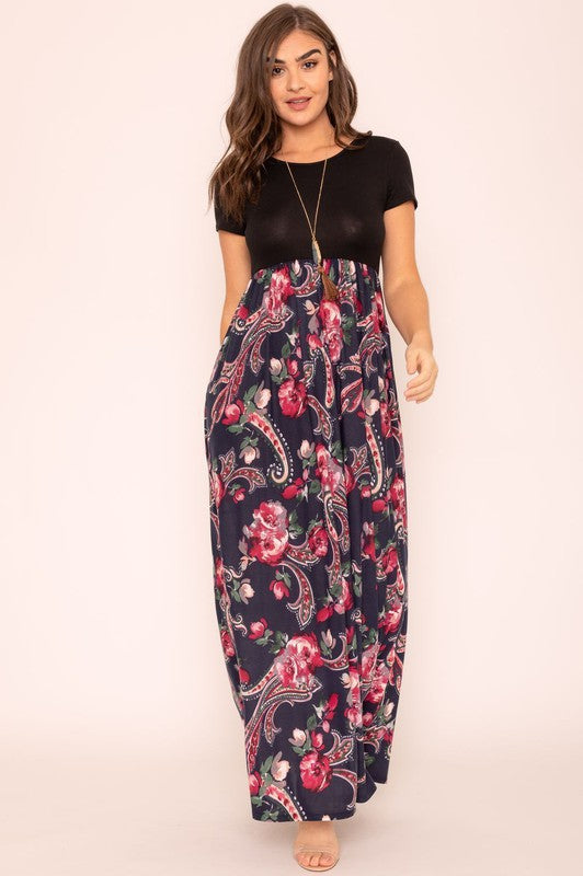 Plus Short Sleeve Floral Maxi Dress – EG fashion | ClozArt