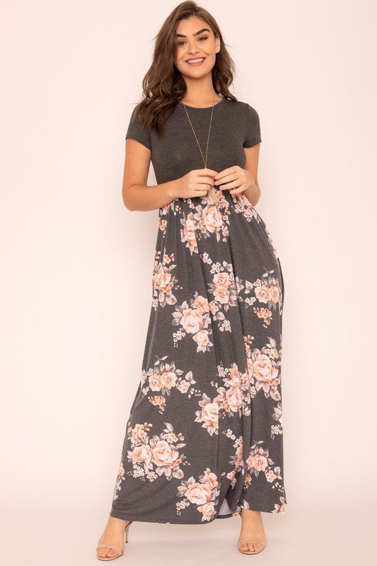 Plus Short Sleeve Floral Maxi Dress – EG fashion | ClozArt