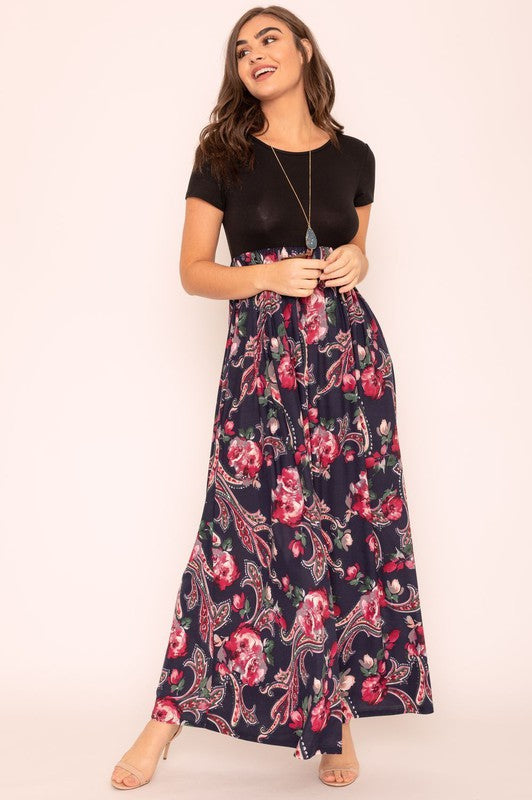 Plus Short Sleeve Floral Maxi Dress – EG fashion | ClozArt