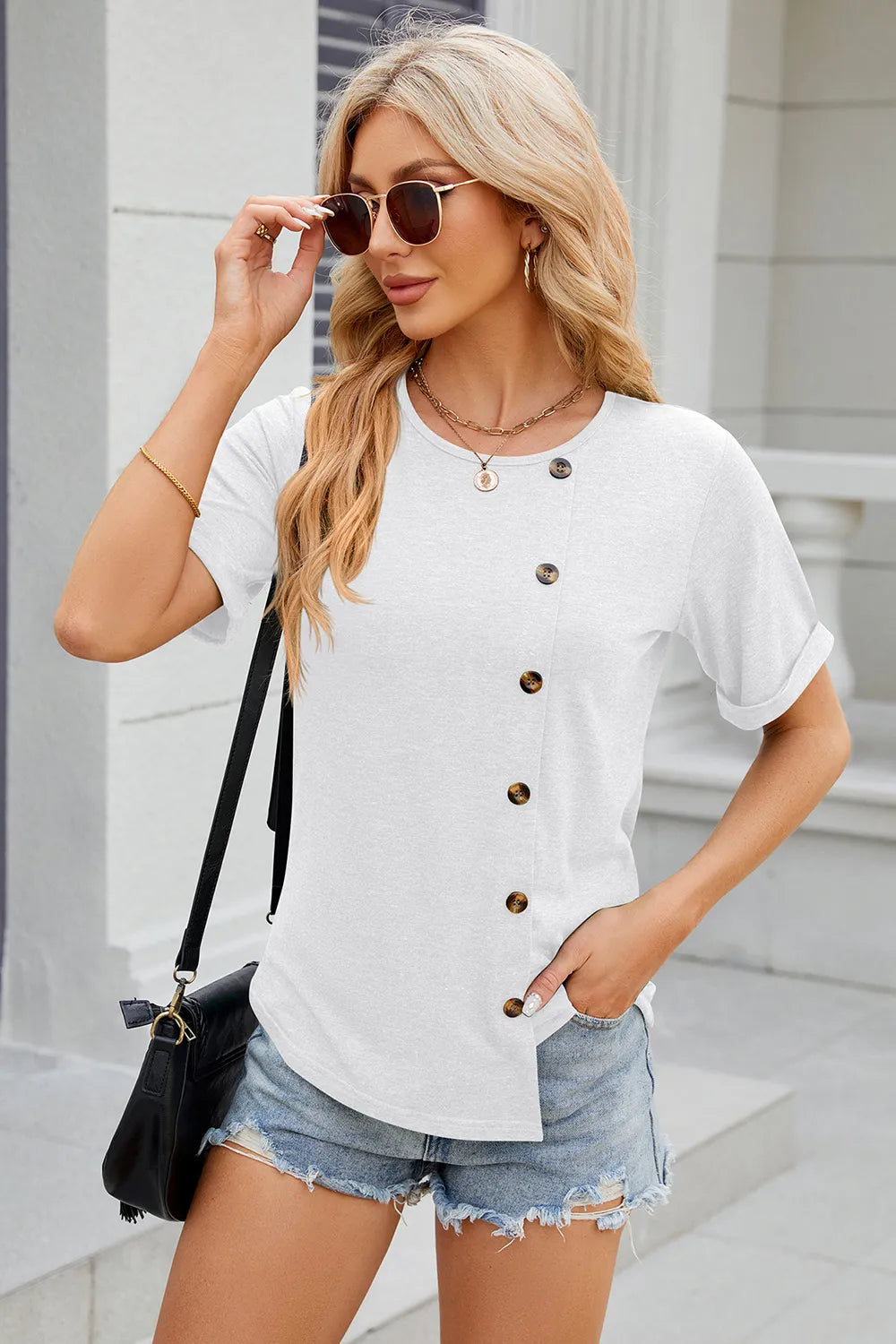 Round Neck Short Sleeve T-Shirt – Trendsi | ClozArt