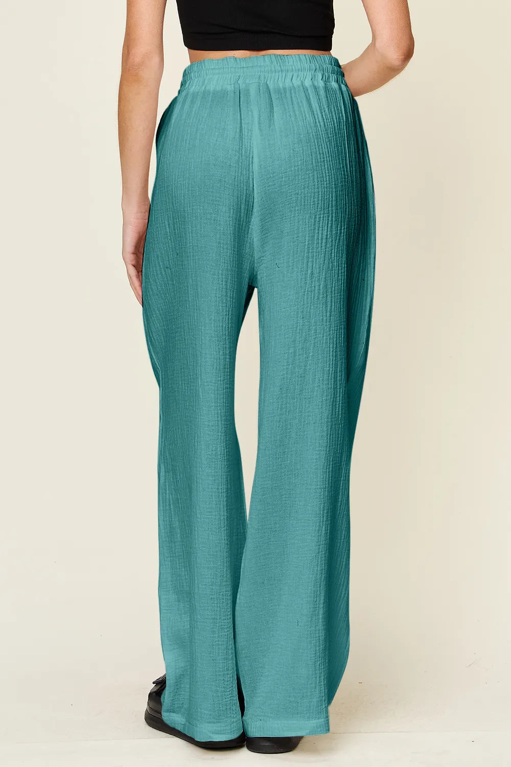 Double Take Full Size Texture Drawstring Wide Leg Pants – Trendsi | ClozArt