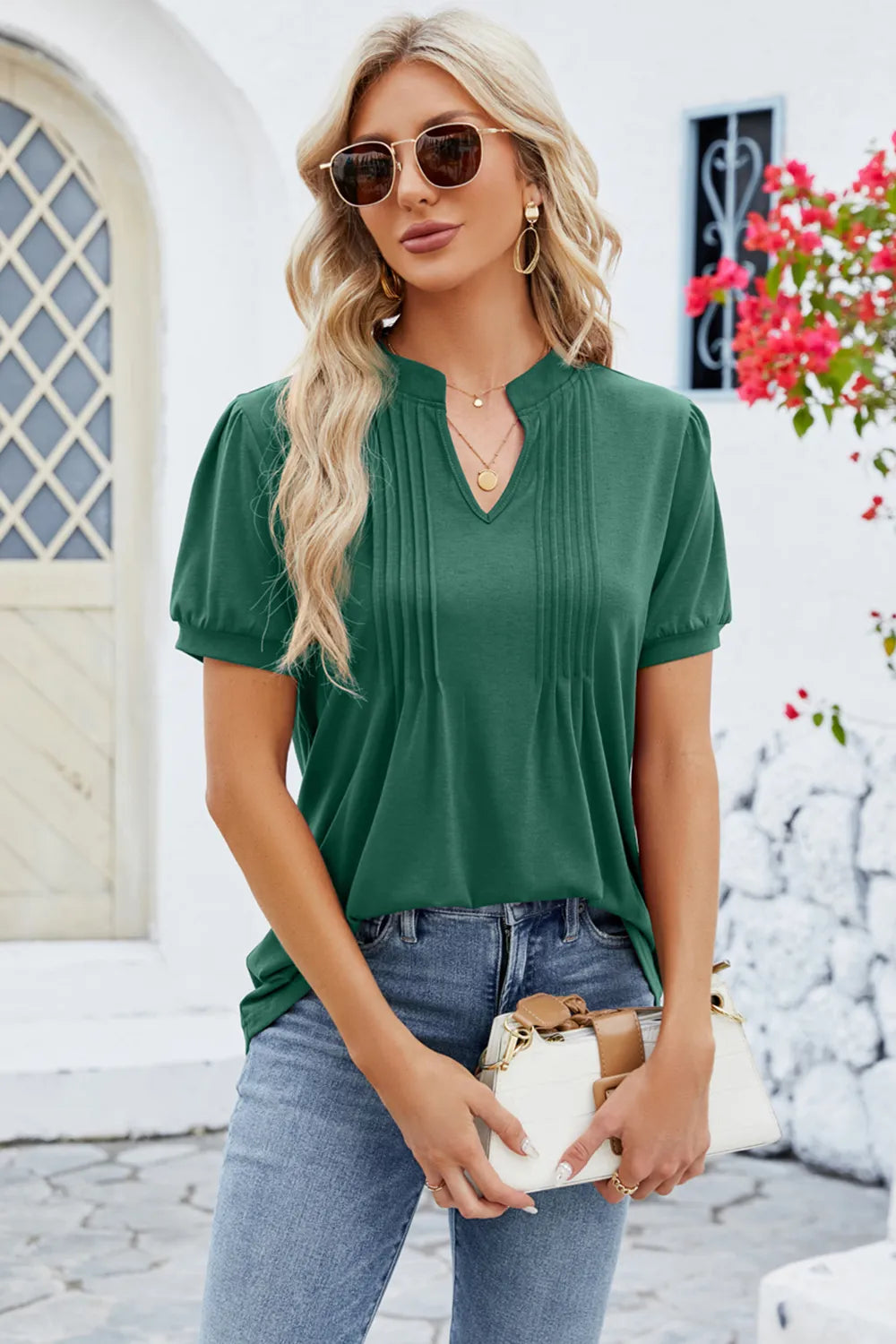 Notched Short Sleeve T-Shirt – Trendsi | ClozArt