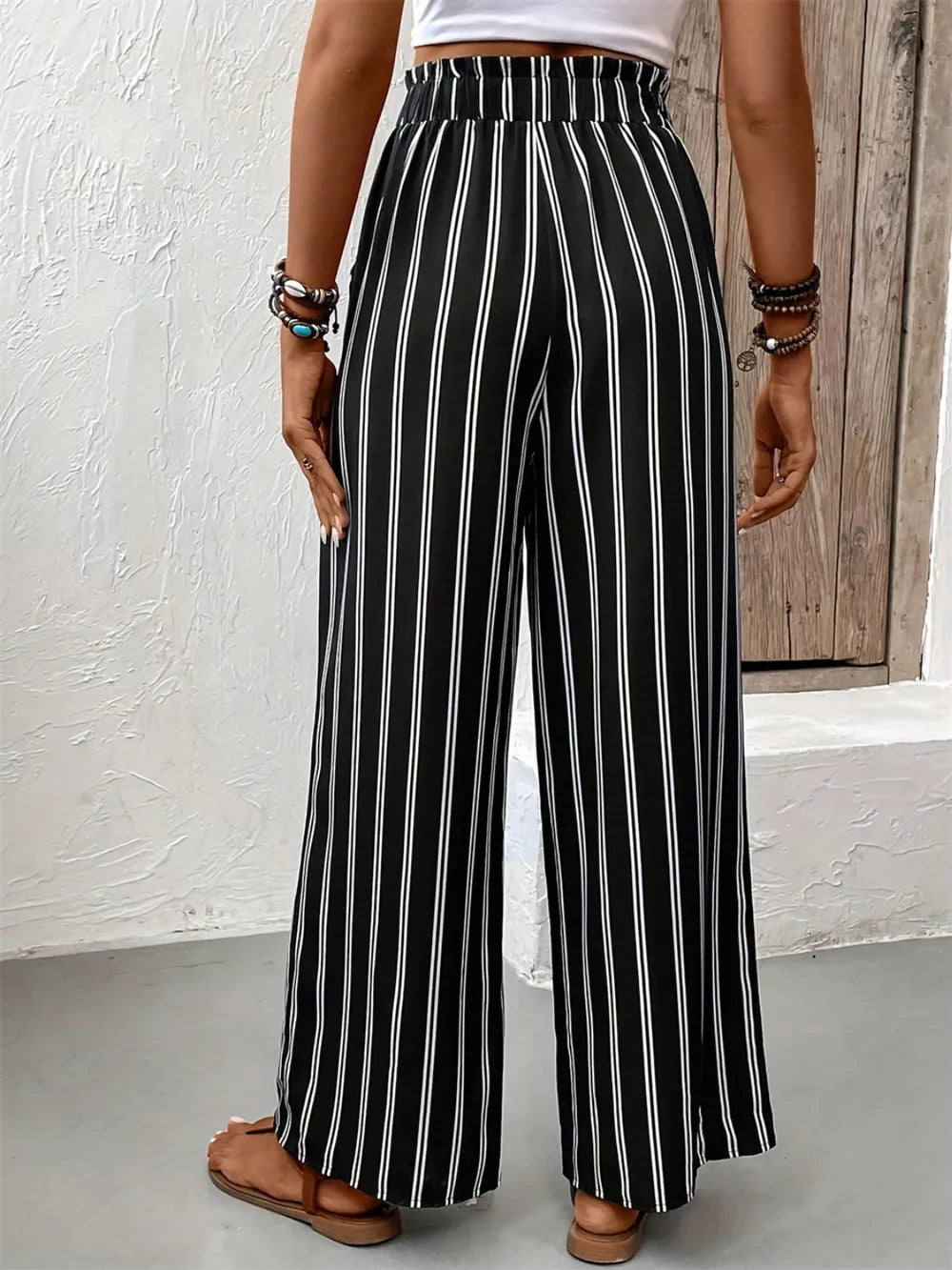 Striped High Waist Wide Leg Pants – Trendsi | ClozArt