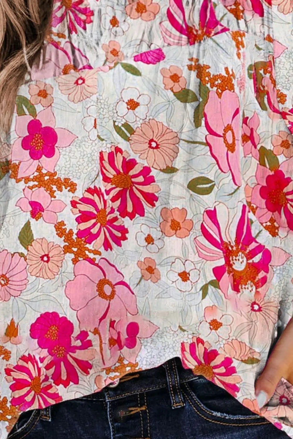 Floral Round Neck Balloon Sleeve Blouse – Trendsi | ClozArt