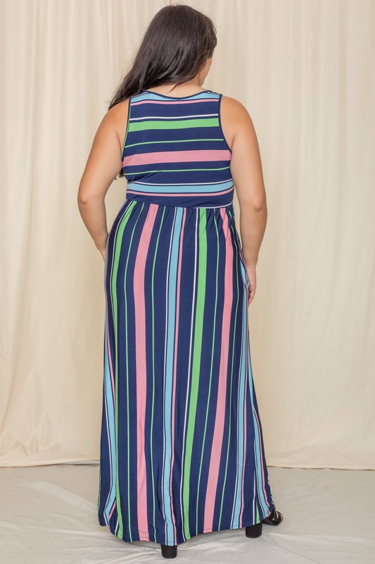 Multi stripe rainbow maxi dress – EG fashion | ClozArt