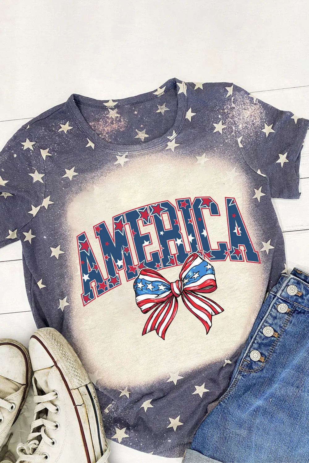 AMERICA Round Neck Short Sleeve T-Shirt – Trendsi | ClozArt