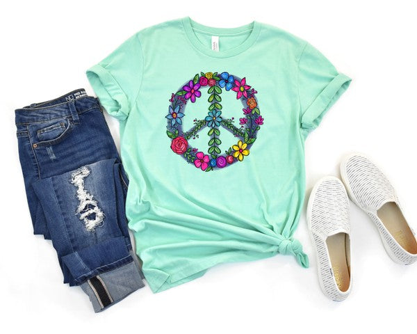 Floral Peace Sign Graphic Tee – Ocean and 7th | ClozArt