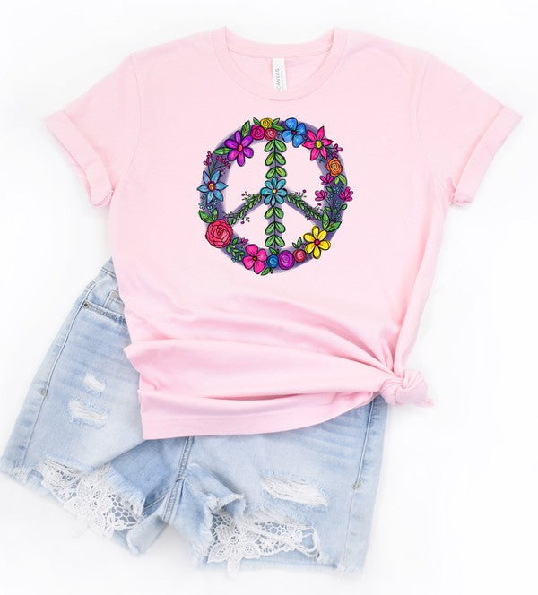Floral Peace Sign Graphic Tee – Ocean and 7th | ClozArt