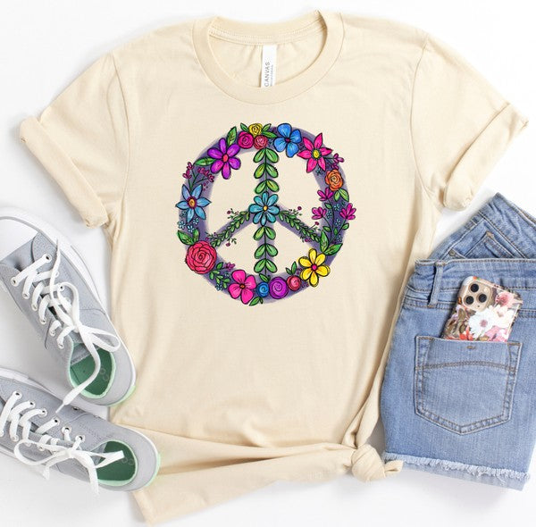 Floral Peace Sign Graphic Tee – Ocean and 7th | ClozArt