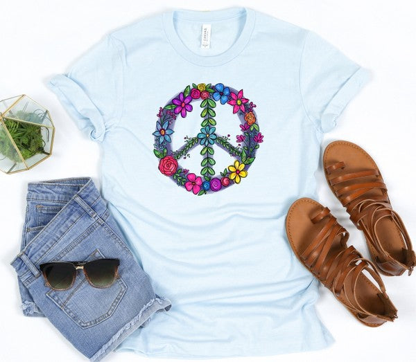 Floral Peace Sign Graphic Tee – Ocean and 7th | ClozArt