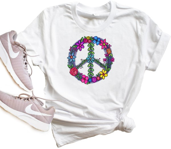 Floral Peace Sign Graphic Tee – Ocean and 7th | ClozArt