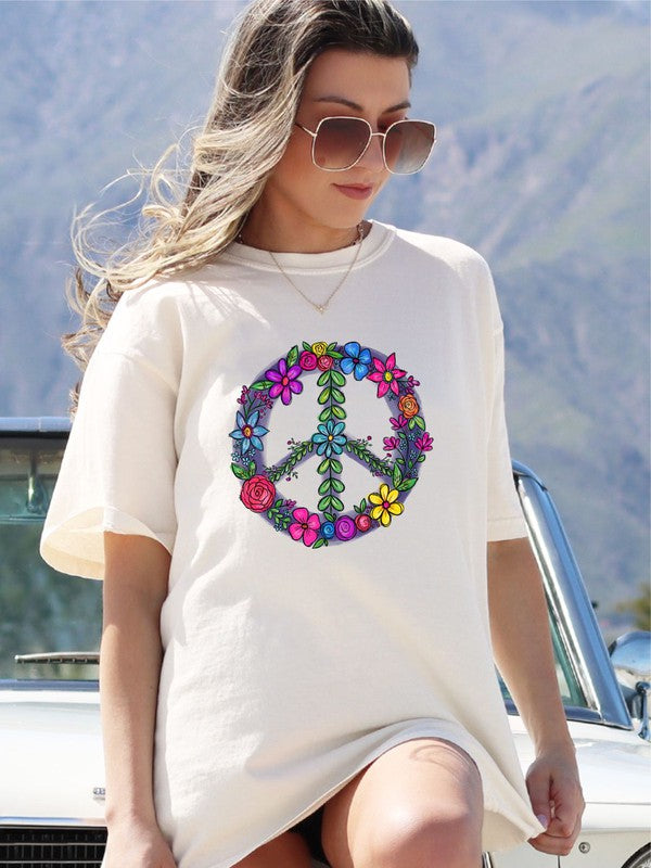 Floral Peace Sign Graphic Tee – Ocean and 7th | ClozArt